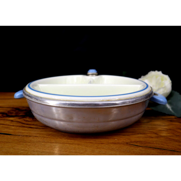 Vintage 1950s Bartsch Childs Divided Warming Plate Dish Mary Little Lamb Dog 50s - Picture 3 of 8